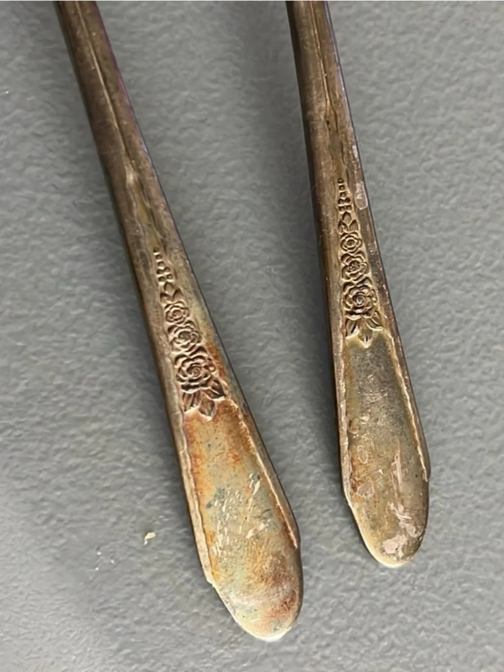 Replacement Wm Rogers “Priscilla” Roses Silver Dining Spoons, Pair